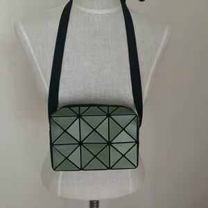 Geometric Panel Crossbody Bag in Olive Green